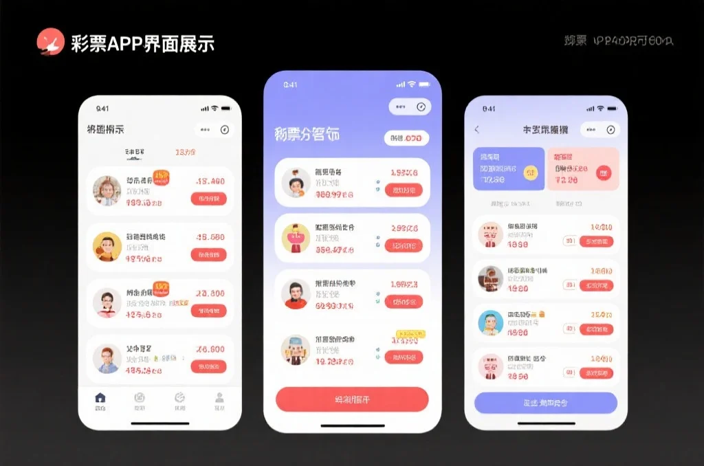 彩票应用界面展示,清晰显示不同种彩票的开奖结果,布局现代简洁